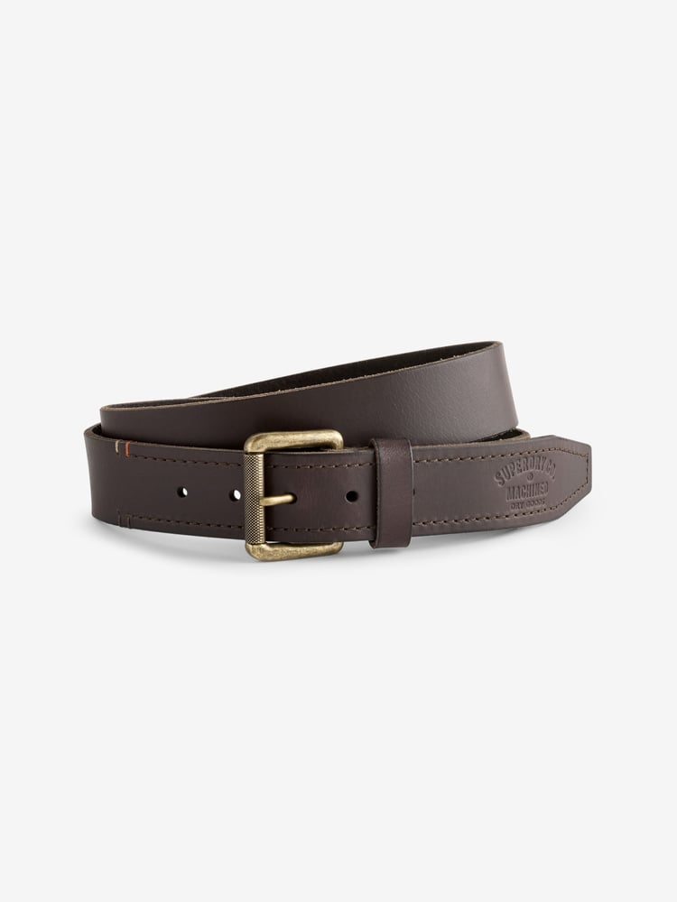 Superdry Brown Badgeman Leather Logo Belt - Image 1 of 5