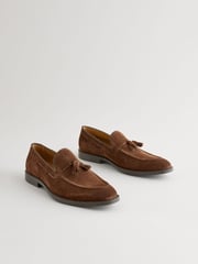 Brown Suede Tassel Loafers - Image 2 of 6
