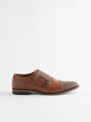 Tan/Brown Double Monk Toe Cap Shoes - Image 3 of 7