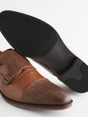 Tan/Brown Double Monk Toe Cap Shoes - Image 7 of 7