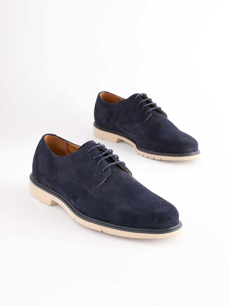 Navy Blue Suede Derby Shoes - Image 2 of 7