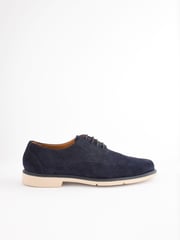Navy Blue Suede Derby Shoes - Image 3 of 7
