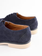 Navy Blue Suede Derby Shoes - Image 4 of 7