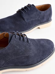 Navy Blue Suede Derby Shoes - Image 5 of 7