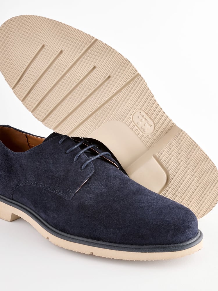 Navy Blue Suede Derby Shoes - Image 7 of 7
