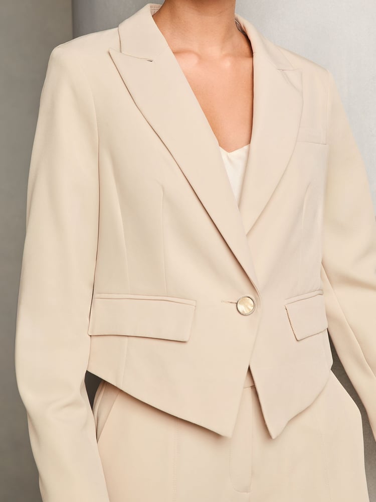 Lipsy Cream Fitted Single Button Tailored Blazer - Image 2 of 4