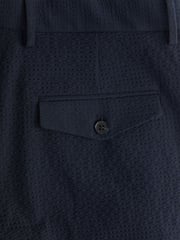 Navy Blue Relaxed Fit Seersucker Suit Trousers - Image 7 of 8