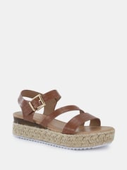 Novo Brown Wide Fit SIMBA Espadrille Strappy Sandals - Image 3 of 6
