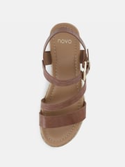 Novo Brown Wide Fit SIMBA Espadrille Strappy Sandals - Image 5 of 6