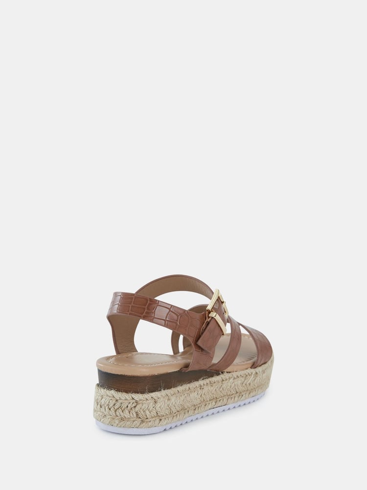 Novo Brown Wide Fit SIMBA Espadrille Strappy Sandals - Image 6 of 6