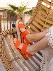 Novo Orange Wide Fit Sadie Espadrille Double Strap Sandals - Image 1 of 6