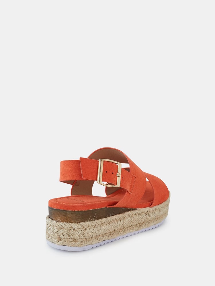 Novo Orange Wide Fit Sadie Espadrille Double Strap Sandals - Image 6 of 6