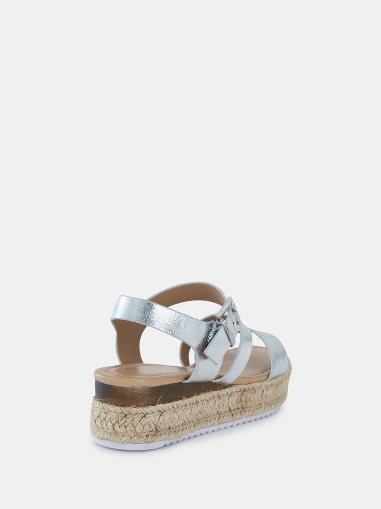 Novo Silver Wide Fit SIMBA Espadrille Strappy Sandals - Image 6 of 6
