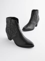 Black Regular/Wide Fit Forever Comfort® Stitched Detail Ankle Western/Cowboy Boots - Image 1 of 8