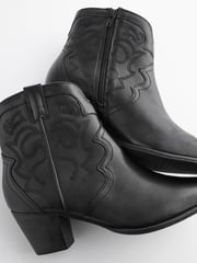 Black Regular/Wide Fit Forever Comfort® Stitched Detail Ankle Western/Cowboy Boots - Image 5 of 8