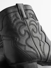 Black Regular/Wide Fit Forever Comfort® Stitched Detail Ankle Western/Cowboy Boots - Image 6 of 8