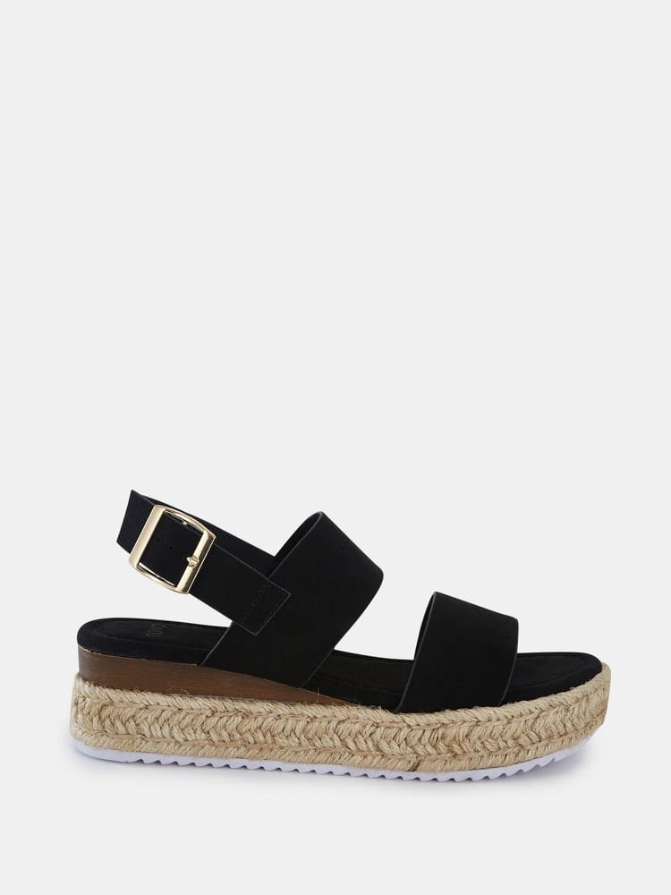 Novo Black Wide Fit Sadie Espadrille Double Strap Sandals - Image 2 of 5