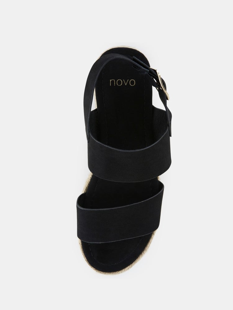 Novo Black Wide Fit Sadie Espadrille Double Strap Sandals - Image 5 of 5