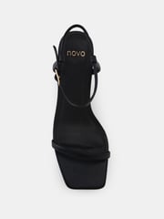 Novo Black Wide Fit Undercover Low Heel Two Part Sandals - Image 5 of 6