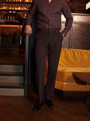 Burgundy Red Regular Tuxedo Suit Trousers - Image 1 of 10
