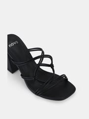 Novo Black Regular Fit Luckie Block Heel Mules - Image 4 of 6