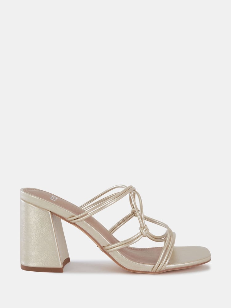 Novo Dark Gold Regular Fit Luckie Block Heel Mules - Image 2 of 6 Novo Dark Gold Regular Fit Luckie Block Heel Mules - Image 2 of 6