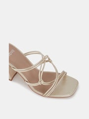Novo Dark Gold Regular Fit Luckie Block Heel Mules - Image 4 of 6