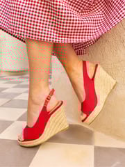 Novo Red Regular Fit Ocean Slingback Espadrille Wedge - Image 1 of 5