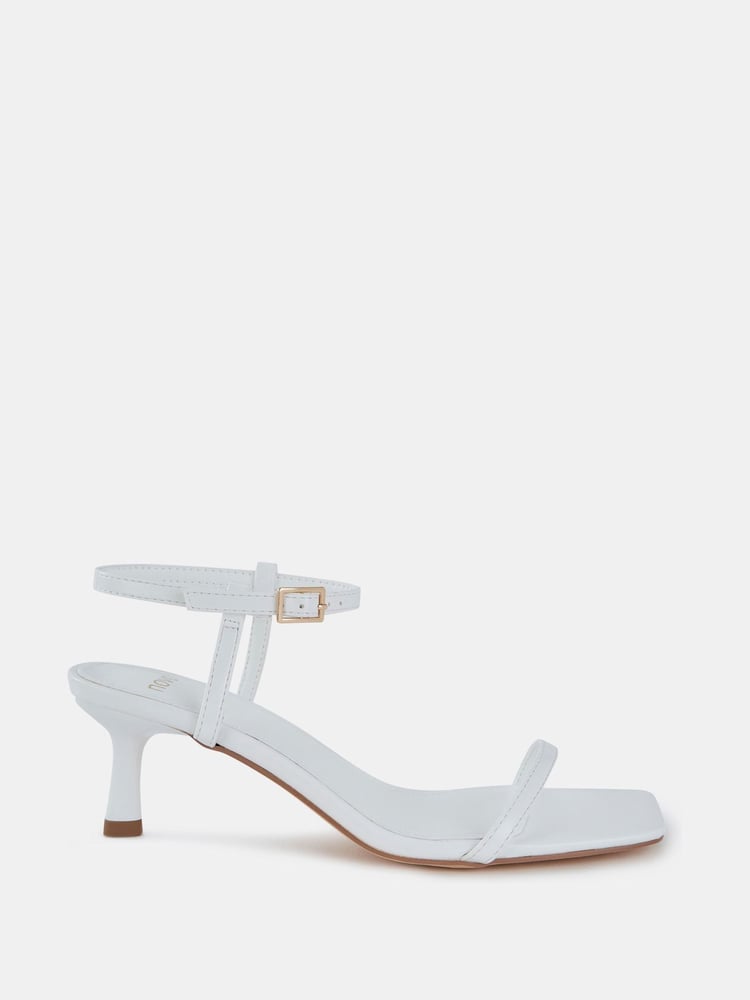 Novo White Regular Fit Undercover Low Heel Two Part Sandals - Image 2 of 6