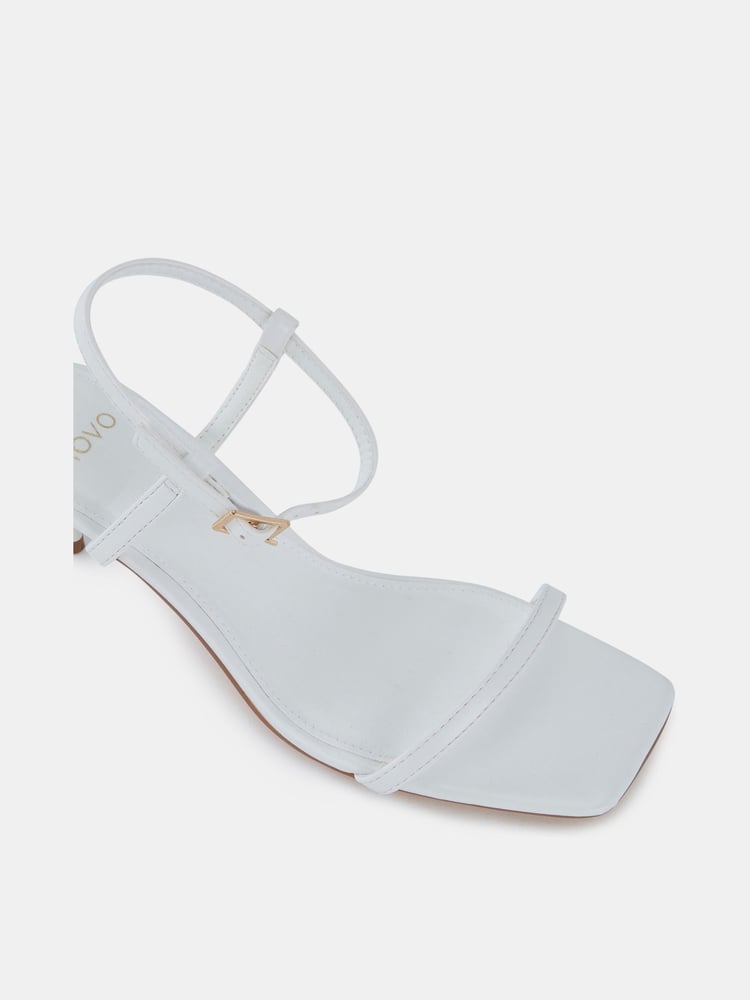 Novo White Regular Fit Undercover Low Heel Two Part Sandals - Image 6 of 6