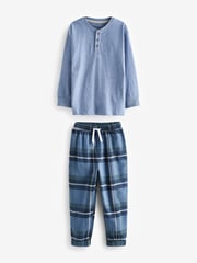 Blue Check Bottom 100% Cotton Pyjamas 2 Pack (3-16yrs) - Image 4 of 7