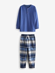 Blue Check Bottom 100% Cotton Pyjamas 2 Pack (3-16yrs) - Image 5 of 7