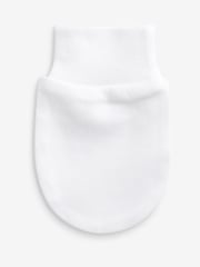 White 100% Cotton Baby Scratch Mitts 3 Pack - Image 2 of 2