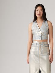 Levi's® Optical Illusion Silver Mona Denim Corset 100% Cotton Vest - Image 1 of 6