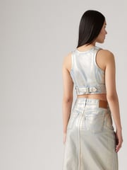 Levi's® Optical Illusion Silver Mona Denim Corset 100% Cotton Vest - Image 2 of 6