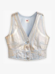 Levi's® Optical Illusion Silver Mona Denim Corset 100% Cotton Vest - Image 4 of 6