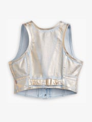 Levi's® Optical Illusion Silver Mona Denim Corset 100% Cotton Vest - Image 5 of 6