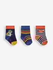 JoJo Maman Bébé Navy 3-Pack Dinosaur Socks - Image 1 of 4