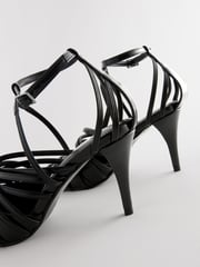 Black Forever Comfort® Cage Closed Point Toe Strappy Heels - Image 3 of 5