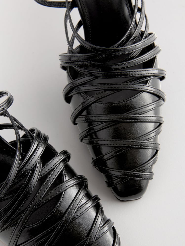 Black Forever Comfort® Cage Closed Point Toe Strappy Heels - Image 5 of 5