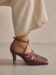 Burgundy Forever Comfort® Cage Closed Point Toe Strappy Heels - Image 1 of 9