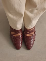 Burgundy Forever Comfort® Cage Closed Point Toe Strappy Heels - Image 4 of 9