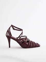 Burgundy Forever Comfort® Cage Closed Point Toe Strappy Heels - Image 6 of 9