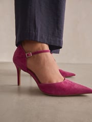 Pink Forever Comfort® Leather Point Toe Mary Jane Heels - Image 4 of 10