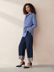 Navy Forever Comfort® Leather Point Toe Mary Jane Heels - Image 2 of 7