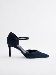 Navy Forever Comfort® Leather Point Toe Mary Jane Heels - Image 3 of 7