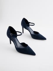 Navy Forever Comfort® Leather Point Toe Mary Jane Heels - Image 4 of 7
