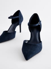 Navy Forever Comfort® Leather Point Toe Mary Jane Heels - Image 5 of 7