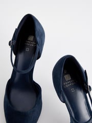 Navy Forever Comfort® Leather Point Toe Mary Jane Heels - Image 7 of 7