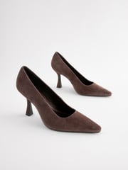 Chocolate Brown Forever Comfort® Leather Chisel Toe Heel Court Shoes - Image 4 of 8